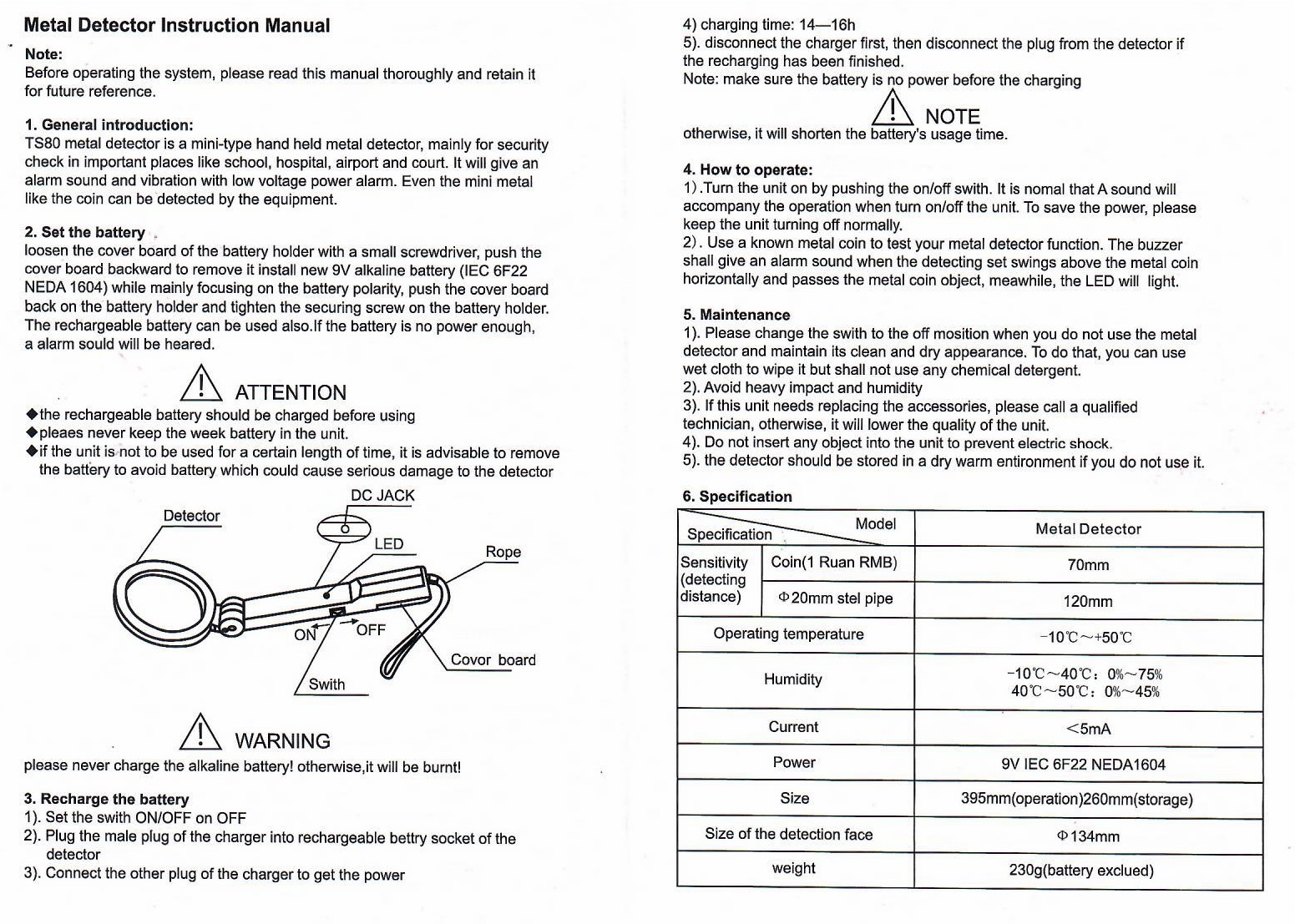 foldable metal detector