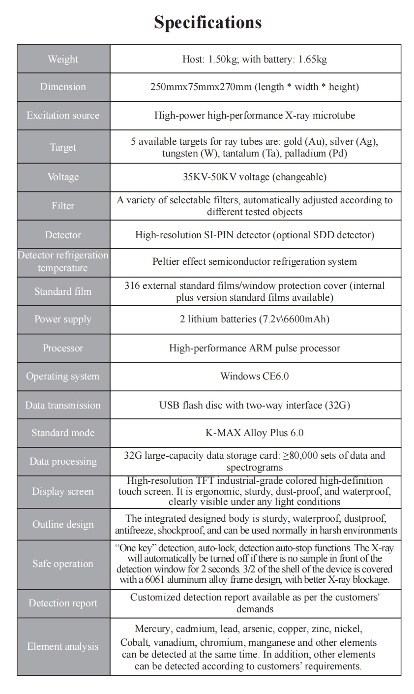 K-500 handheld XRF soil heavy metal analyzer