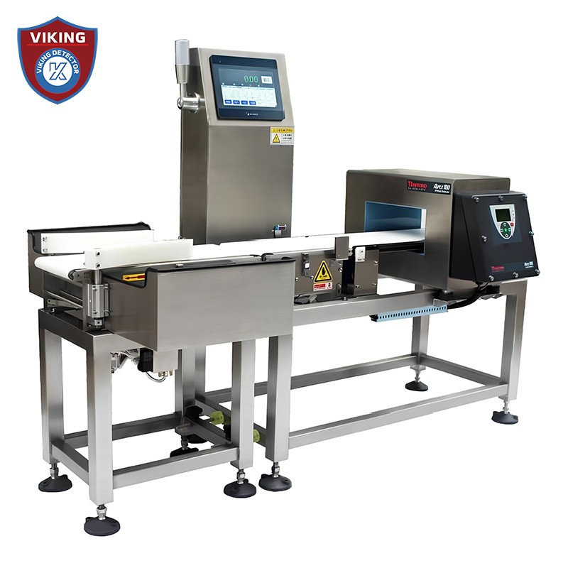 Integrated metal and weight inspection machine for efficient packaging to maximise the safety of the product